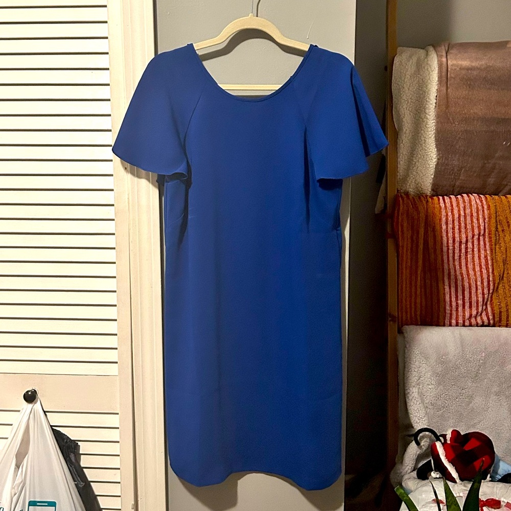 Blue Ann Taylor dress with flowy detailed back